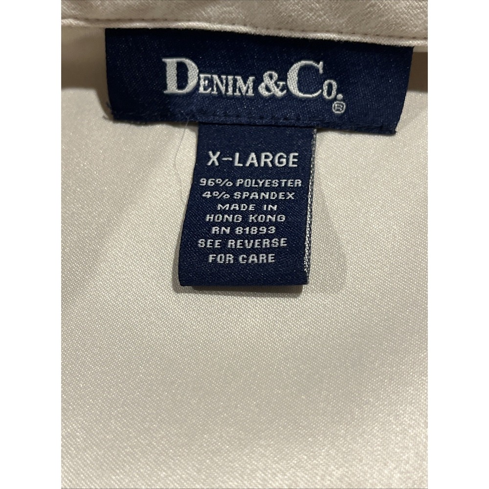 Denim And Co. Women's Pearl Snap Shirt Xl Cream Color - Picture 6 of 6